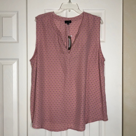 Zenobia Tops - ZENOBIA Sleeveless Lush Pink Floral Top - 3X NWT